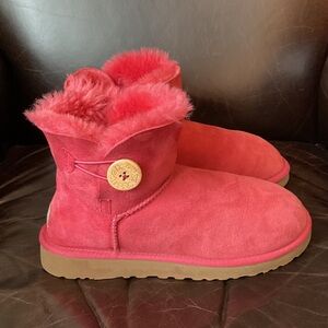 UGG Red Suede Shearling Boots